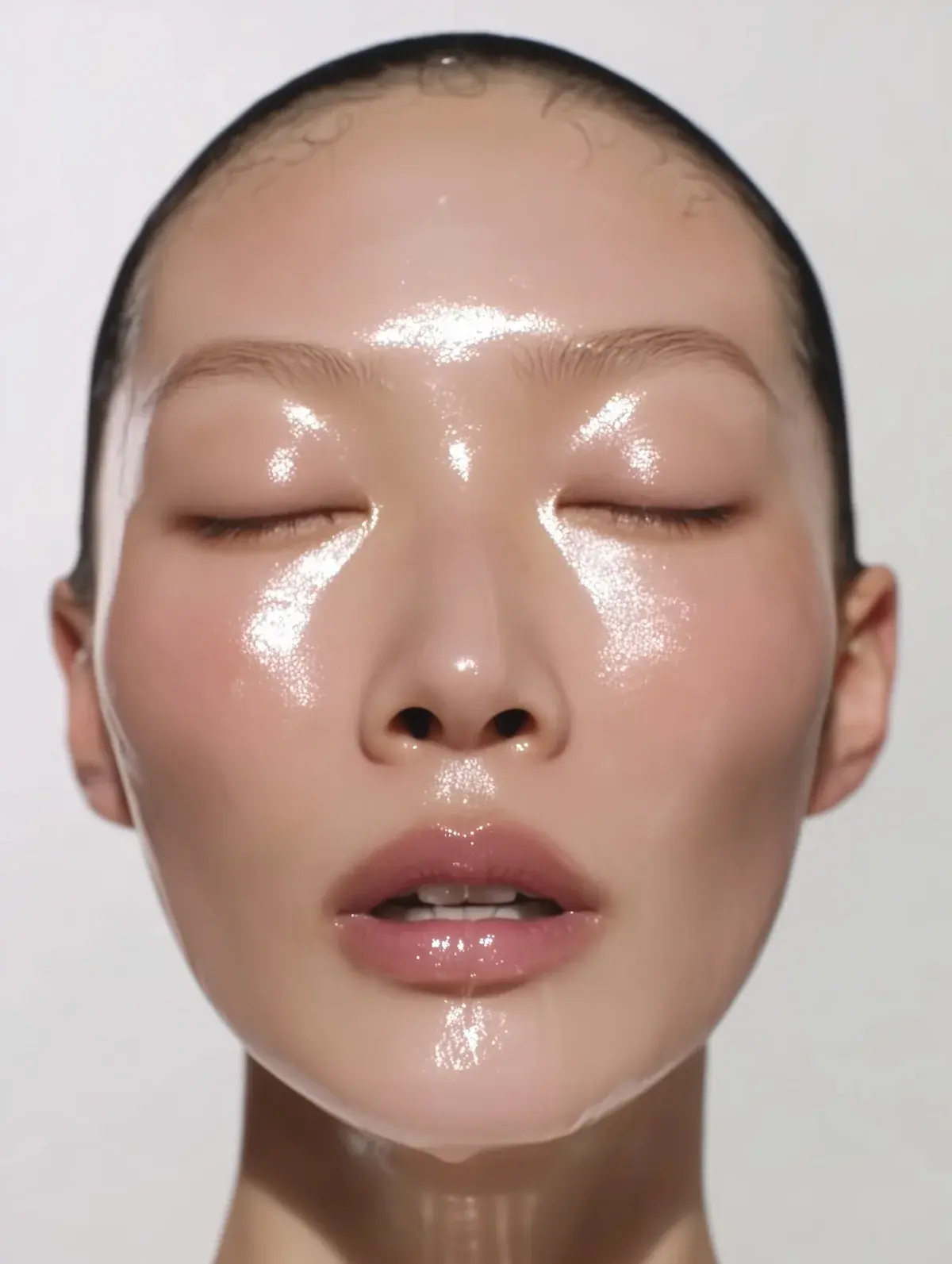 Editorial close-up of fresh, glowing, well-kept skin